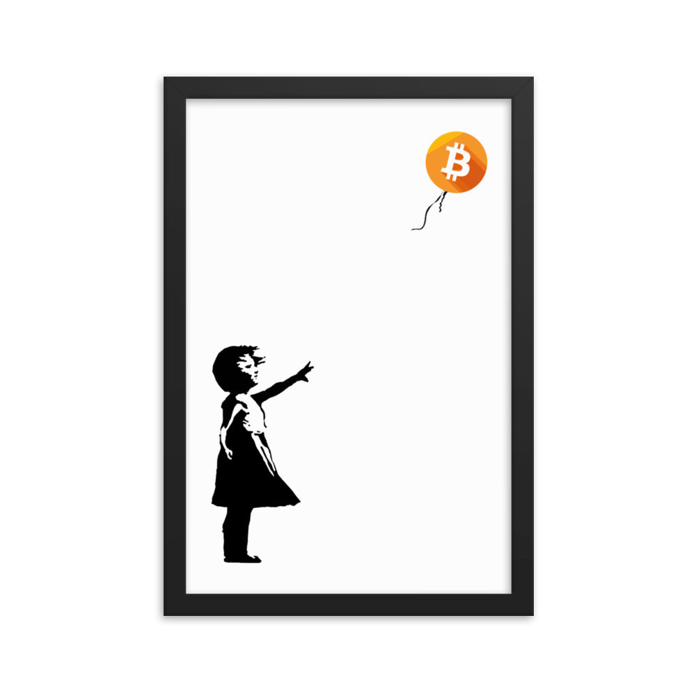 Bitcoin Balloon Girl Framed poster