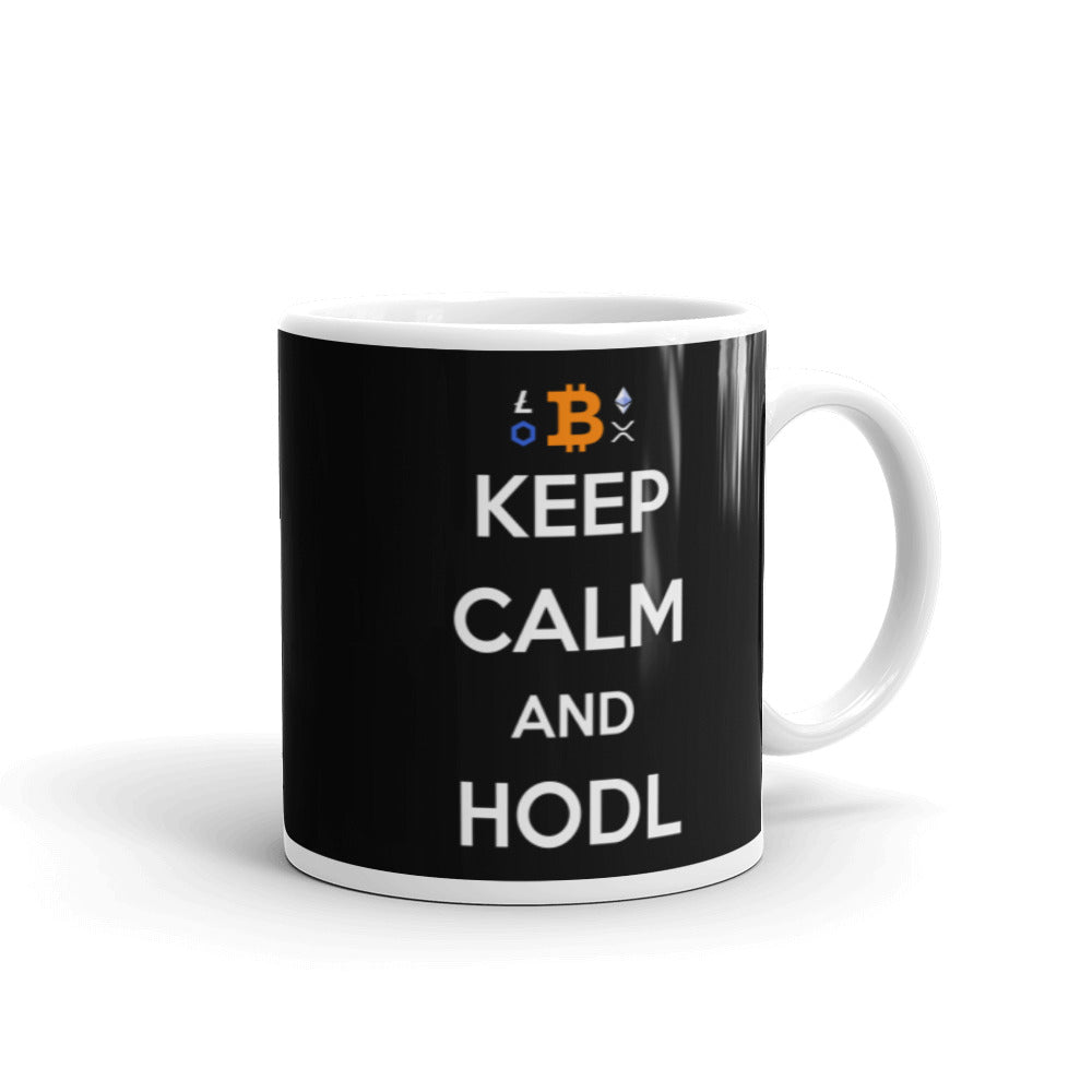 Keep Calm and HODL glossy mug